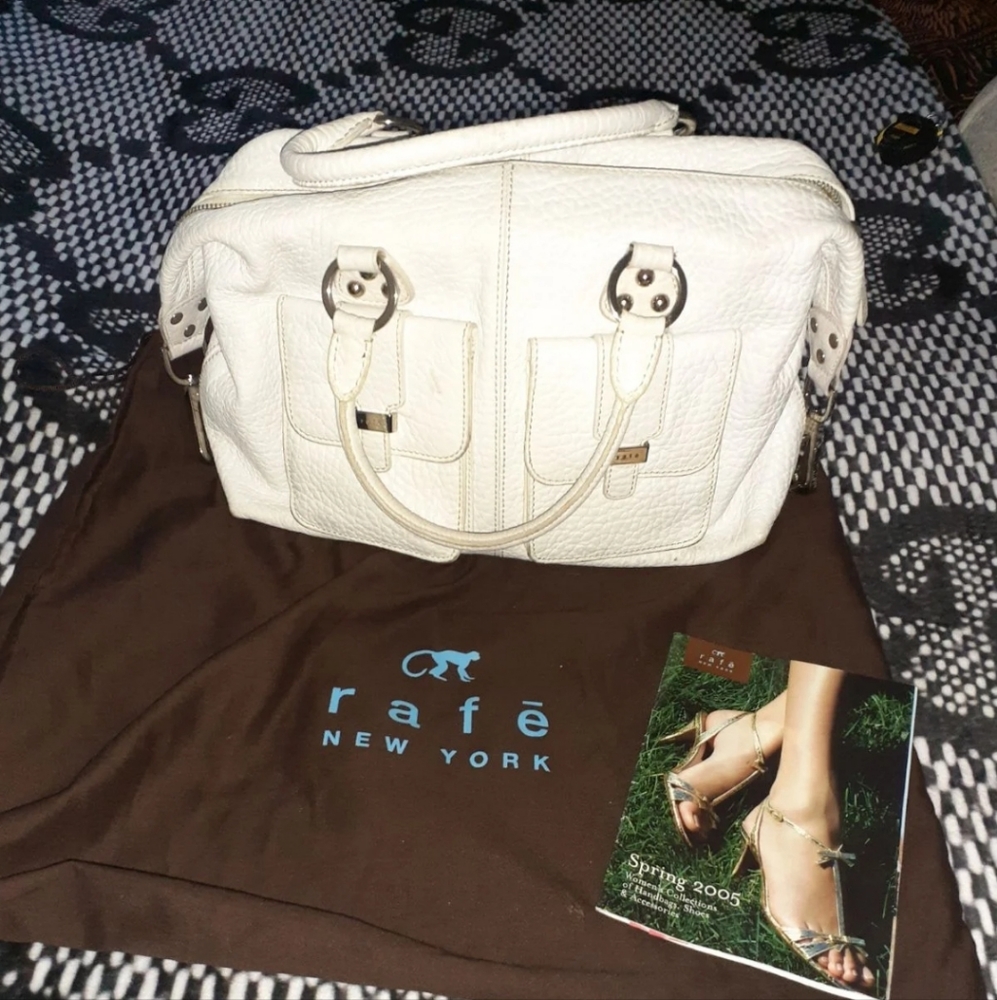 RAFE NYC DESIGNER LEATHER PEBBLED BOSTON BAG WITH DUST BAG ETC
